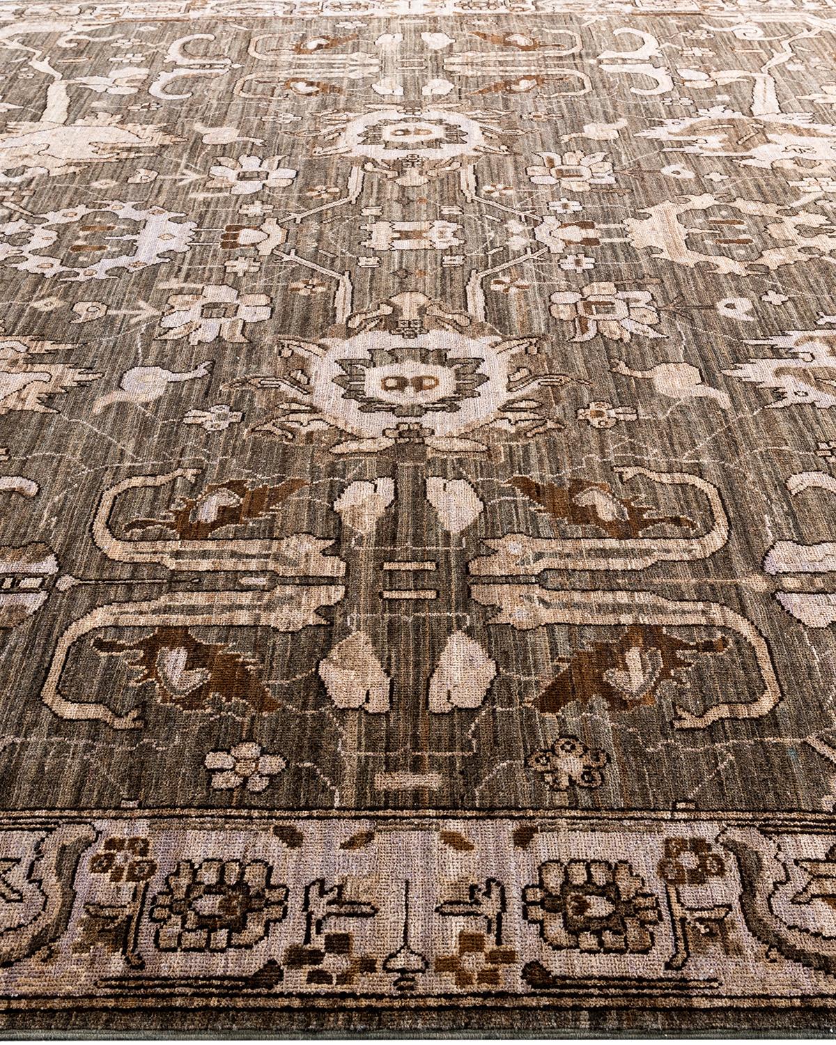 Traditionelle Serapi handgeknüpfte Wolle Brown Bereich Teppich 8' 2