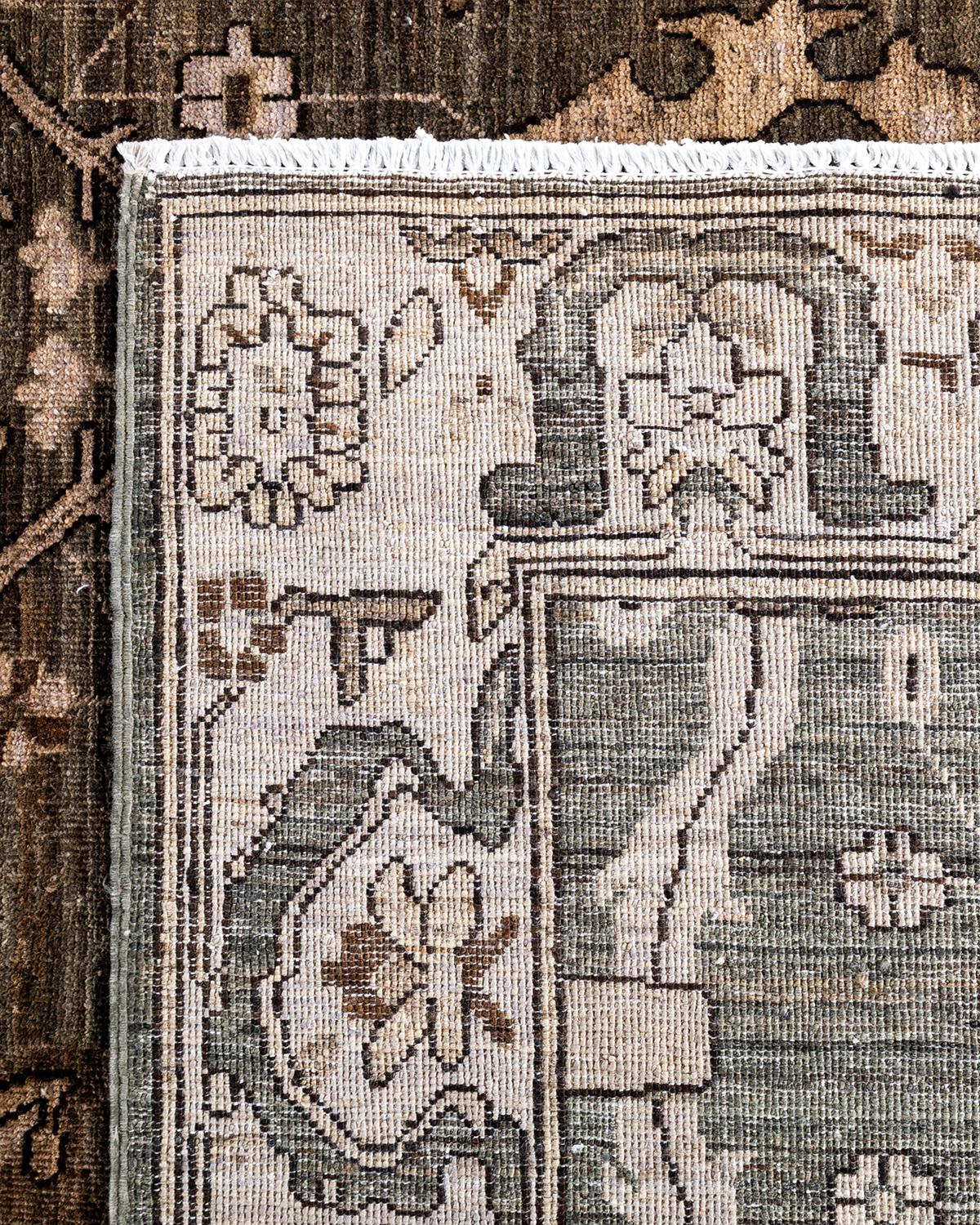 Traditionelle Serapi handgeknüpfte Wolle Brown Bereich Teppich 8' 2