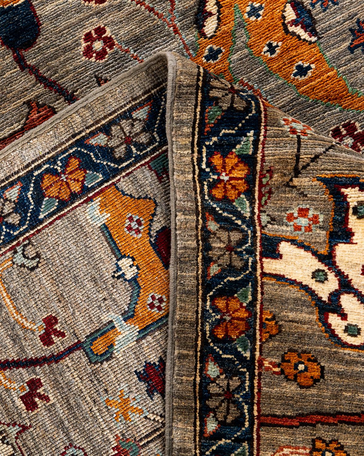 Traditionelle Serapi handgeknüpfte Wolle Brown Bereich Teppich 8' 2