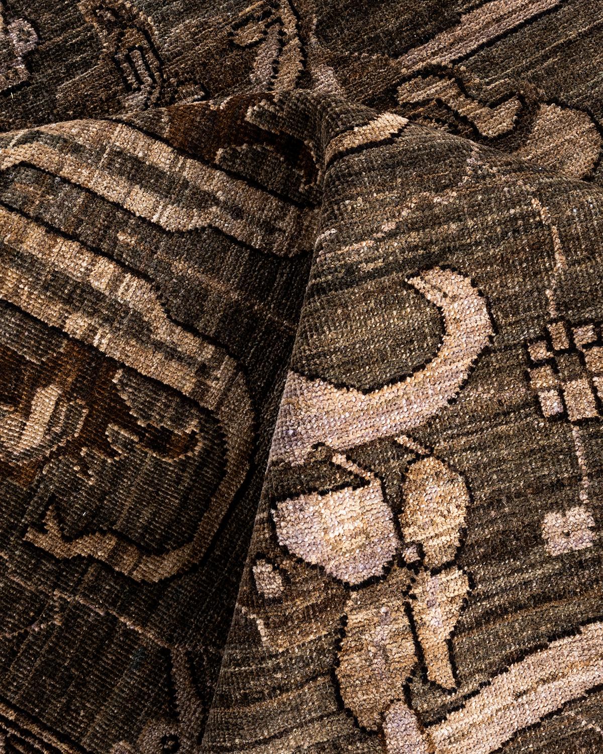 Traditionelle Serapi handgeknüpfte Wolle Brown Bereich Teppich 8' 2