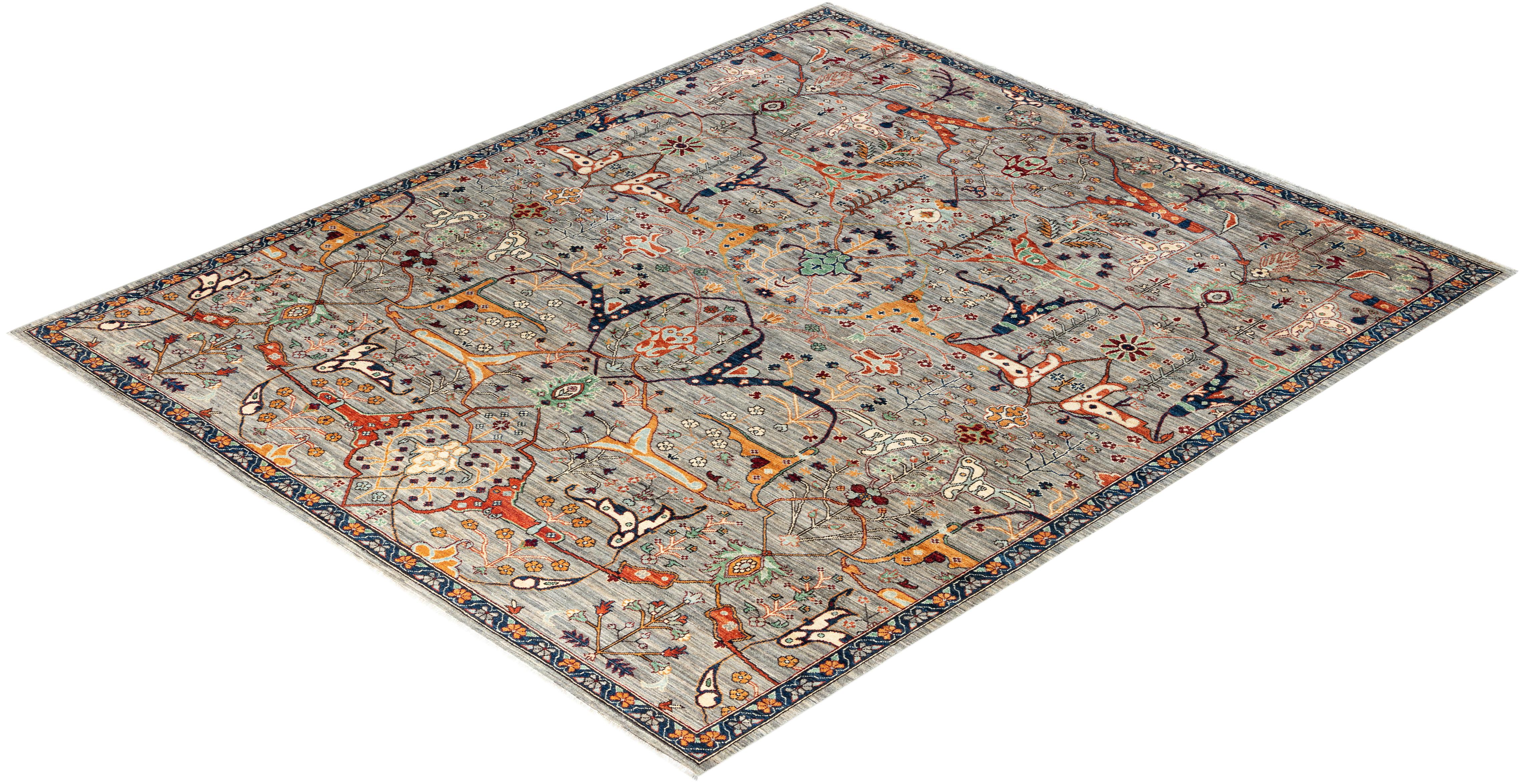 Traditionelle Serapi handgeknüpfte Wolle Brown Bereich Teppich 8' 2