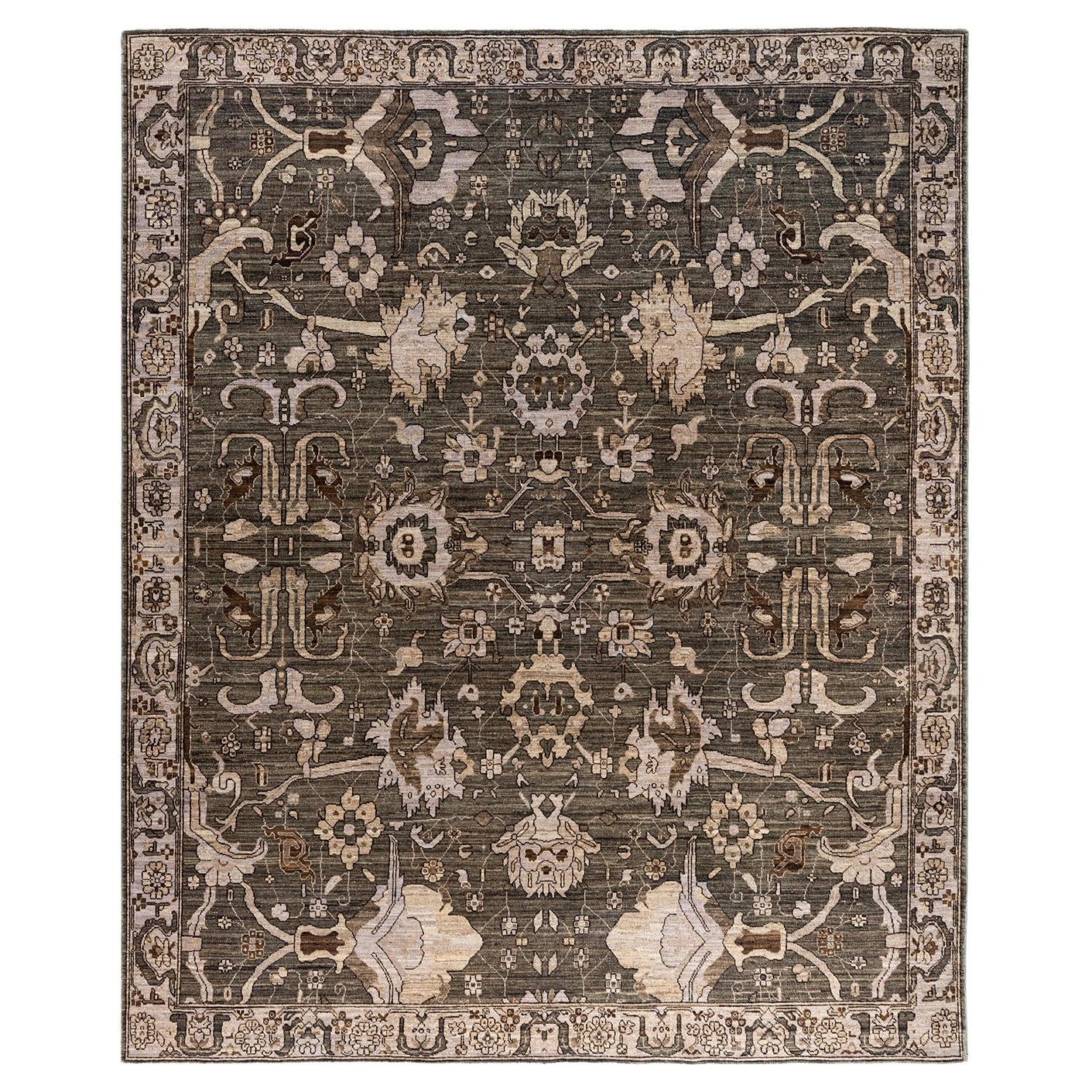 Traditional Serapi Hand Knotted Wool Brown Area Rug 8' 2" x 9' 8"