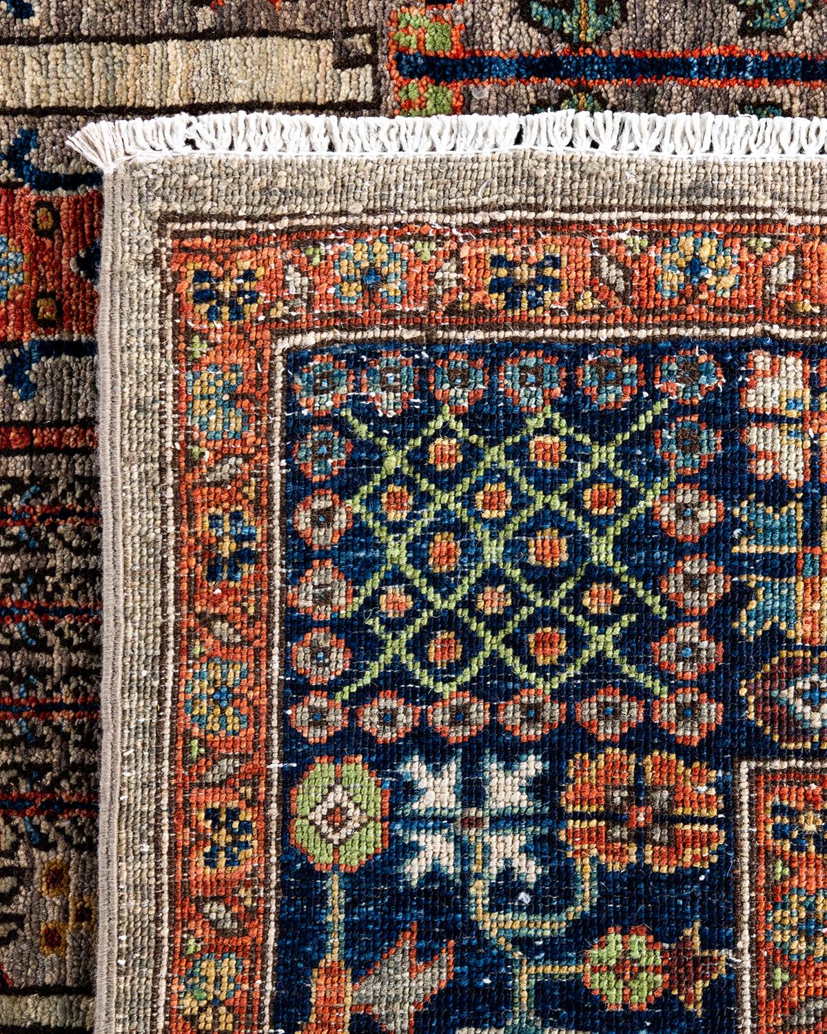 Traditionelle Serapi Hand geknüpft Wolle Brown Bereich Teppich 8' 2