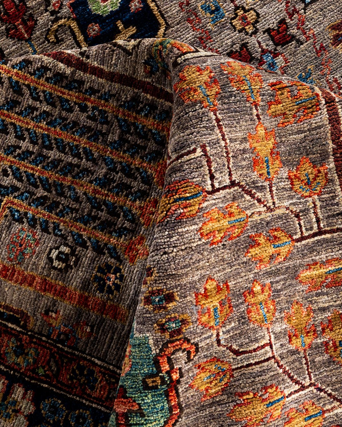 Traditionelle Serapi Hand geknüpft Wolle Brown Bereich Teppich 8' 2