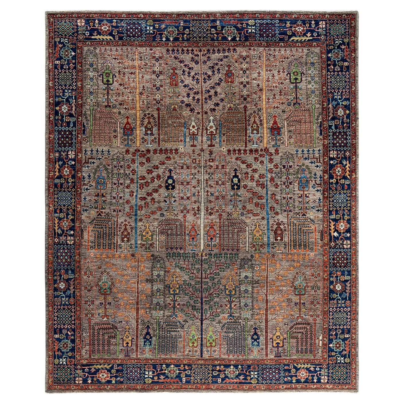 Traditional Serapi Hand Knotted Wool Brown Area Rug 8' 2" x 9' 9"
