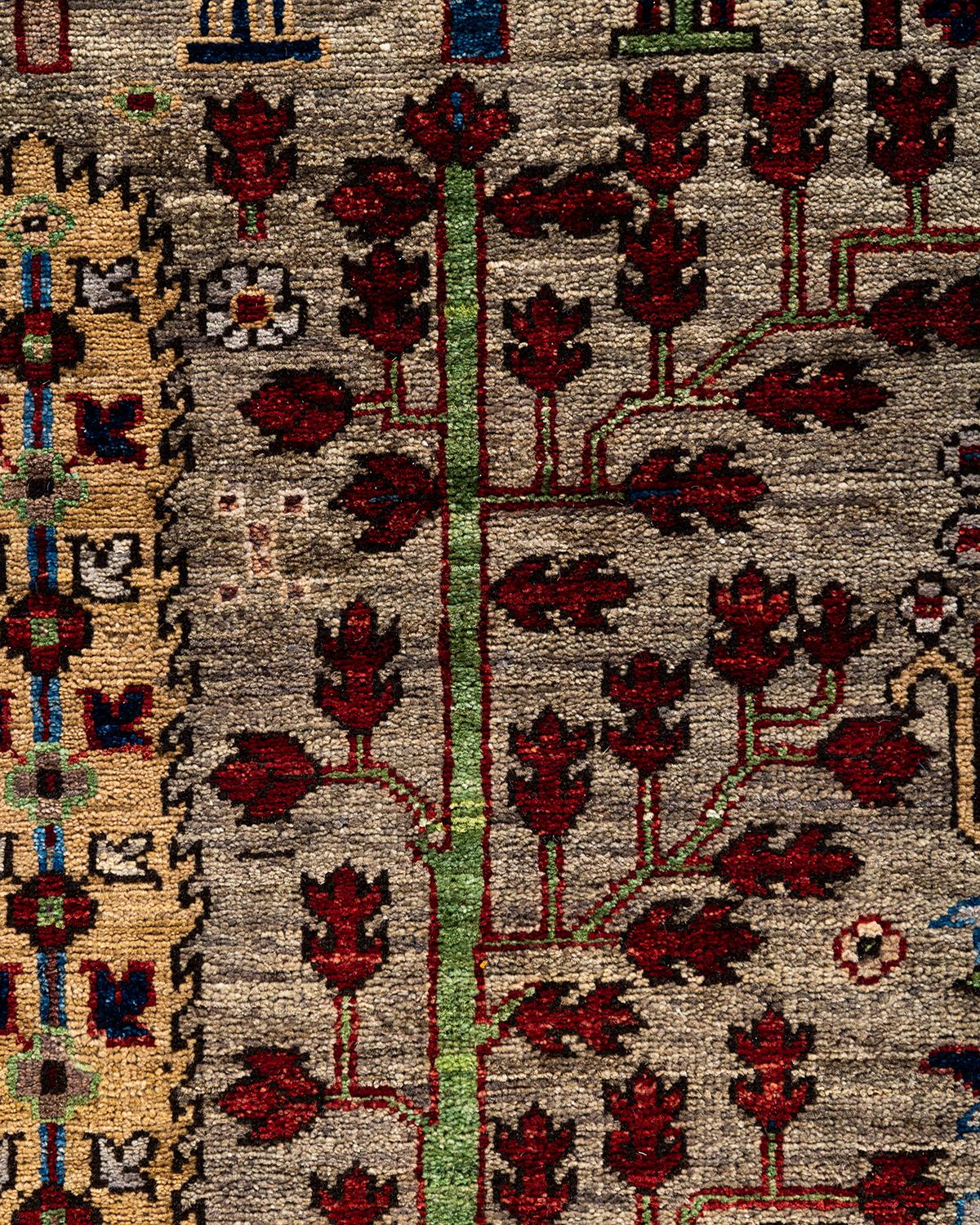Pakistani Traditional Serapi Hand Knotted Wool Brown Area Rug 8' 3