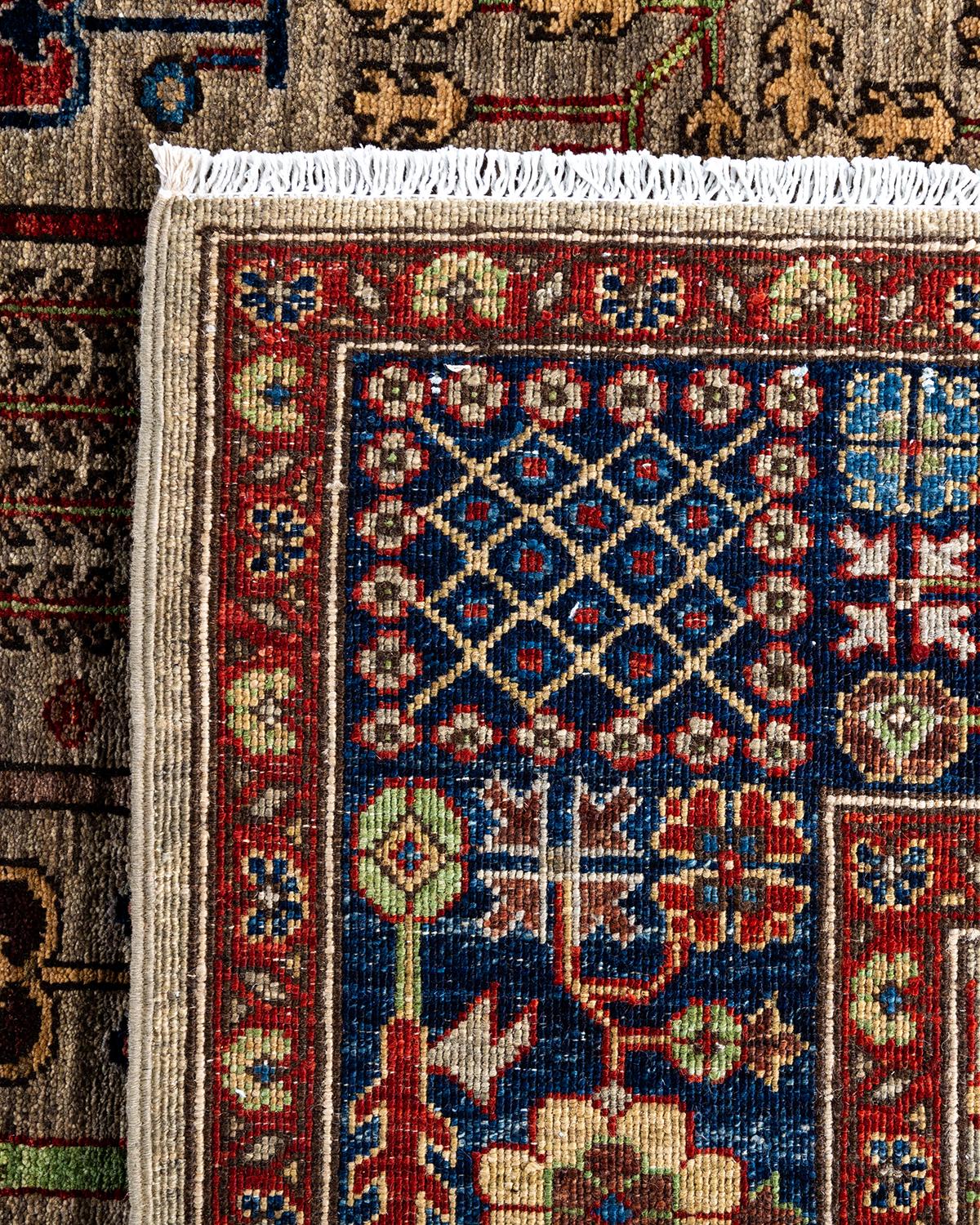 Contemporary Traditional Serapi Hand Knotted Wool Brown Area Rug 8' 3