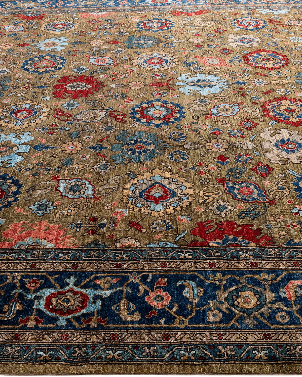 Traditionelle Serapi handgeknüpfte Wolle Brown Bereich Teppich 9' 2