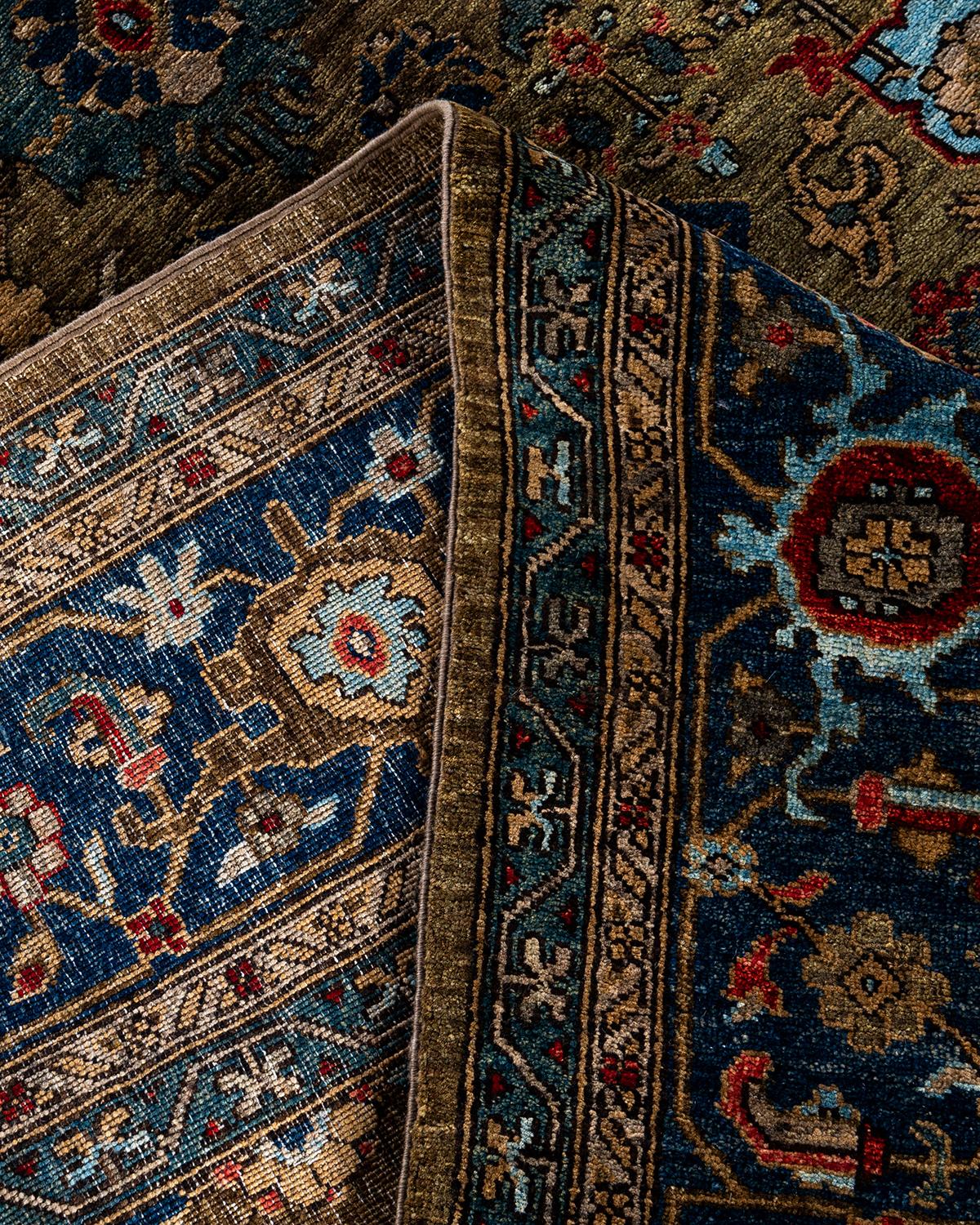 Traditionelle Serapi handgeknüpfte Wolle Brown Bereich Teppich 9' 2