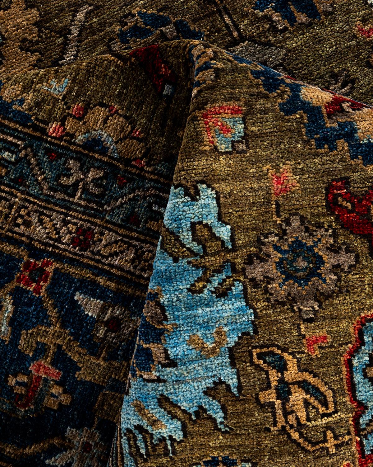Traditionelle Serapi handgeknüpfte Wolle Brown Bereich Teppich 9' 2