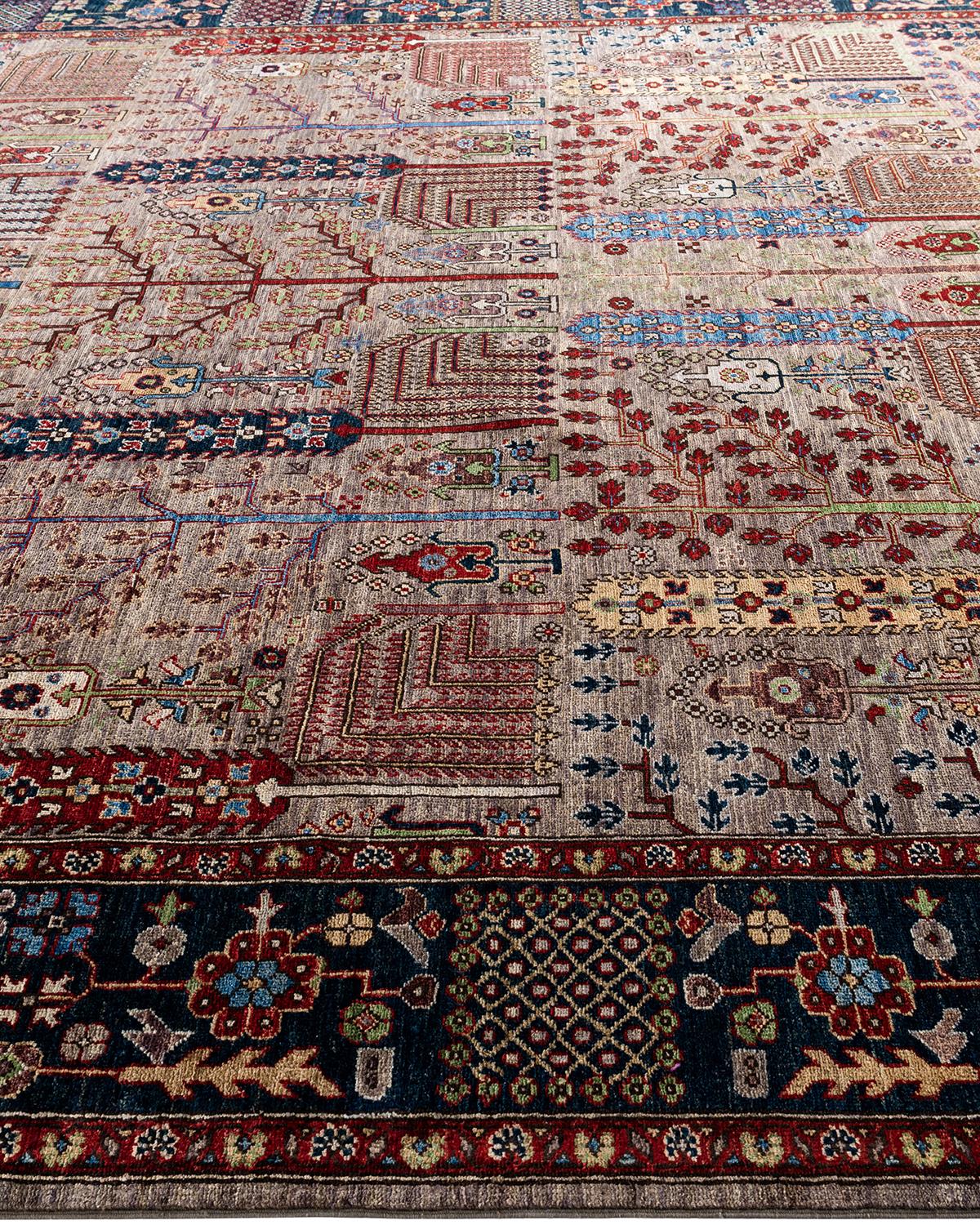 Traditionelle Serapi handgeknüpfte Wolle Brown Bereich Teppich 9' 2