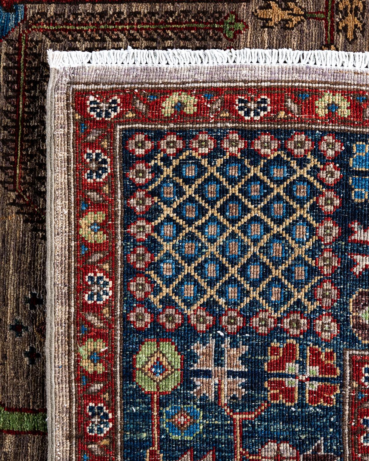 Traditionelle Serapi handgeknüpfte Wolle Brown Bereich Teppich 9' 2