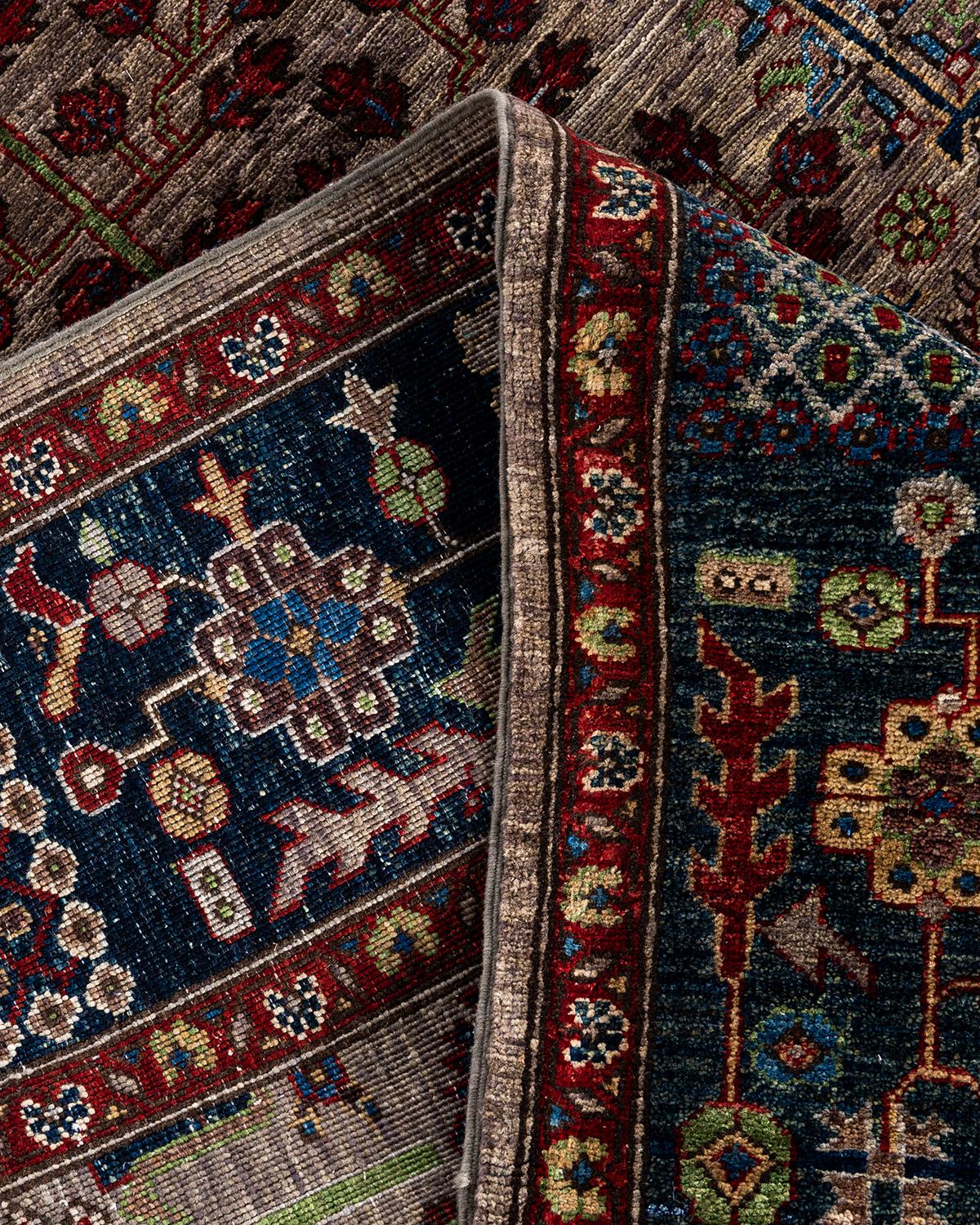 Traditionelle Serapi handgeknüpfte Wolle Brown Bereich Teppich 9' 2