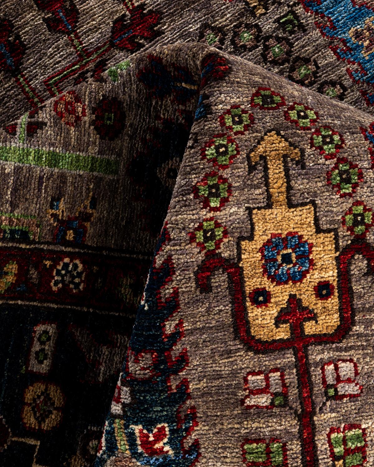 Traditionelle Serapi handgeknüpfte Wolle Brown Bereich Teppich 9' 2