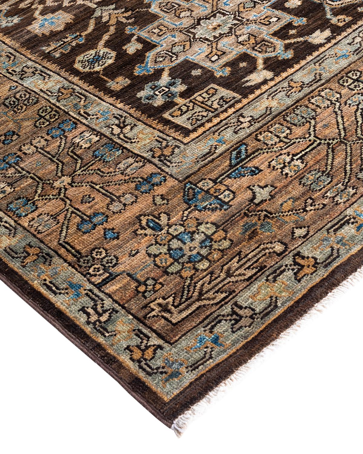 Persian rug-making at its finest inspired the rich colors, elaborate geometric motifs, and botanical detailing of the Serapi collection. With as many as 100 knots per inch, these handcrafted rugs are as durable as they are visually stunning, and