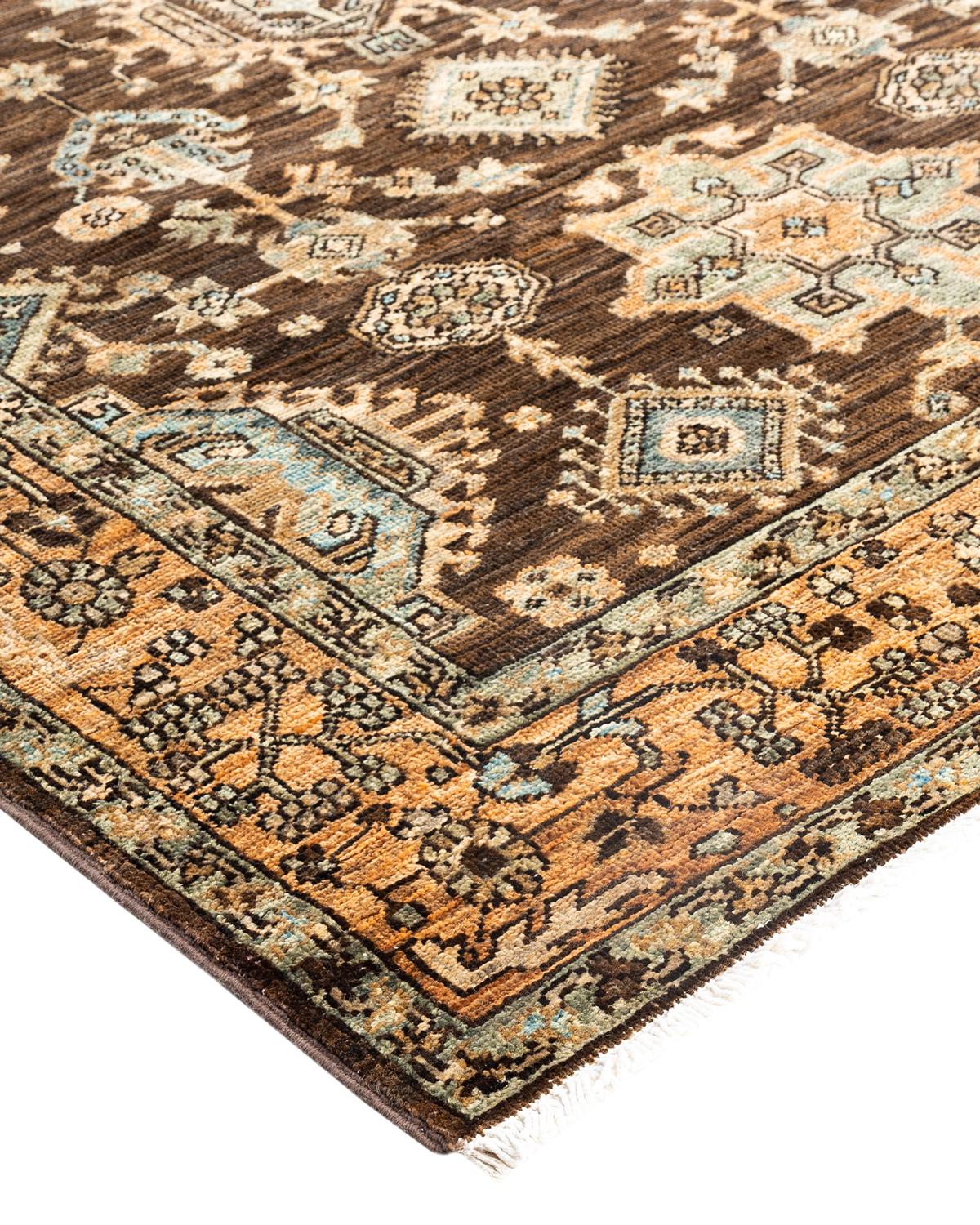 Persian rug-making at its finest inspired the rich colors, elaborate geometric motifs, and botanical detailing of the Serapi collection. With as many as 100 knots per inch, these handcrafted rugs are as durable as they are visually stunning, and