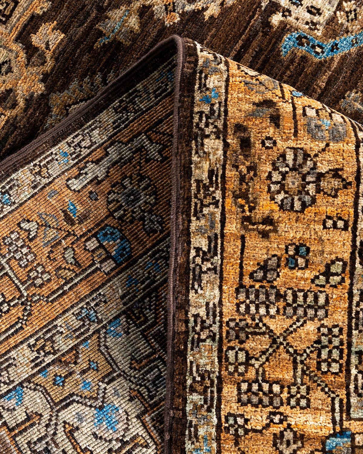Traditional Serapi Hand Knotted Wool Brown Area Rug For Sale 1