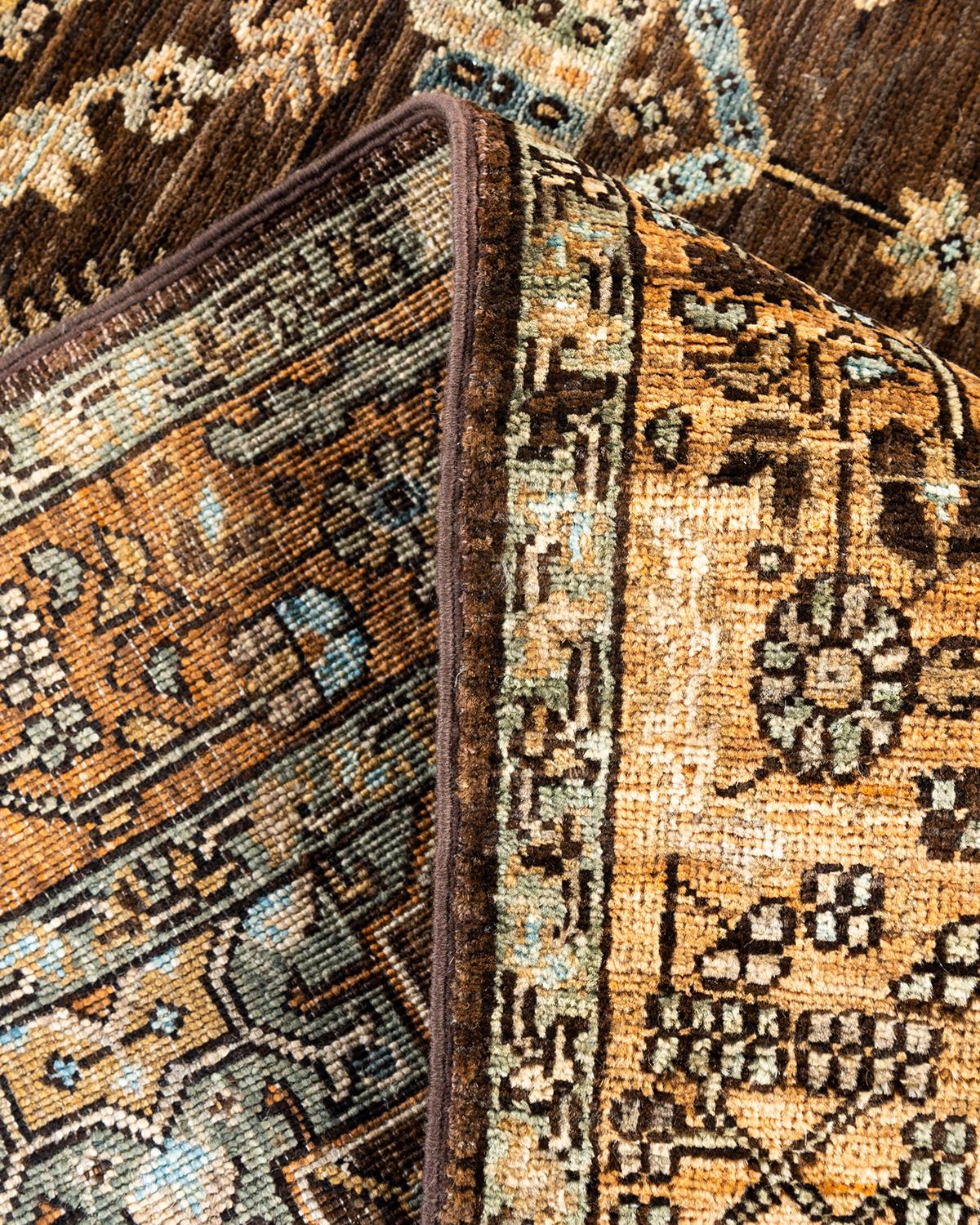 Traditional Serapi Hand Knotted Wool Brown Area Rug For Sale 1