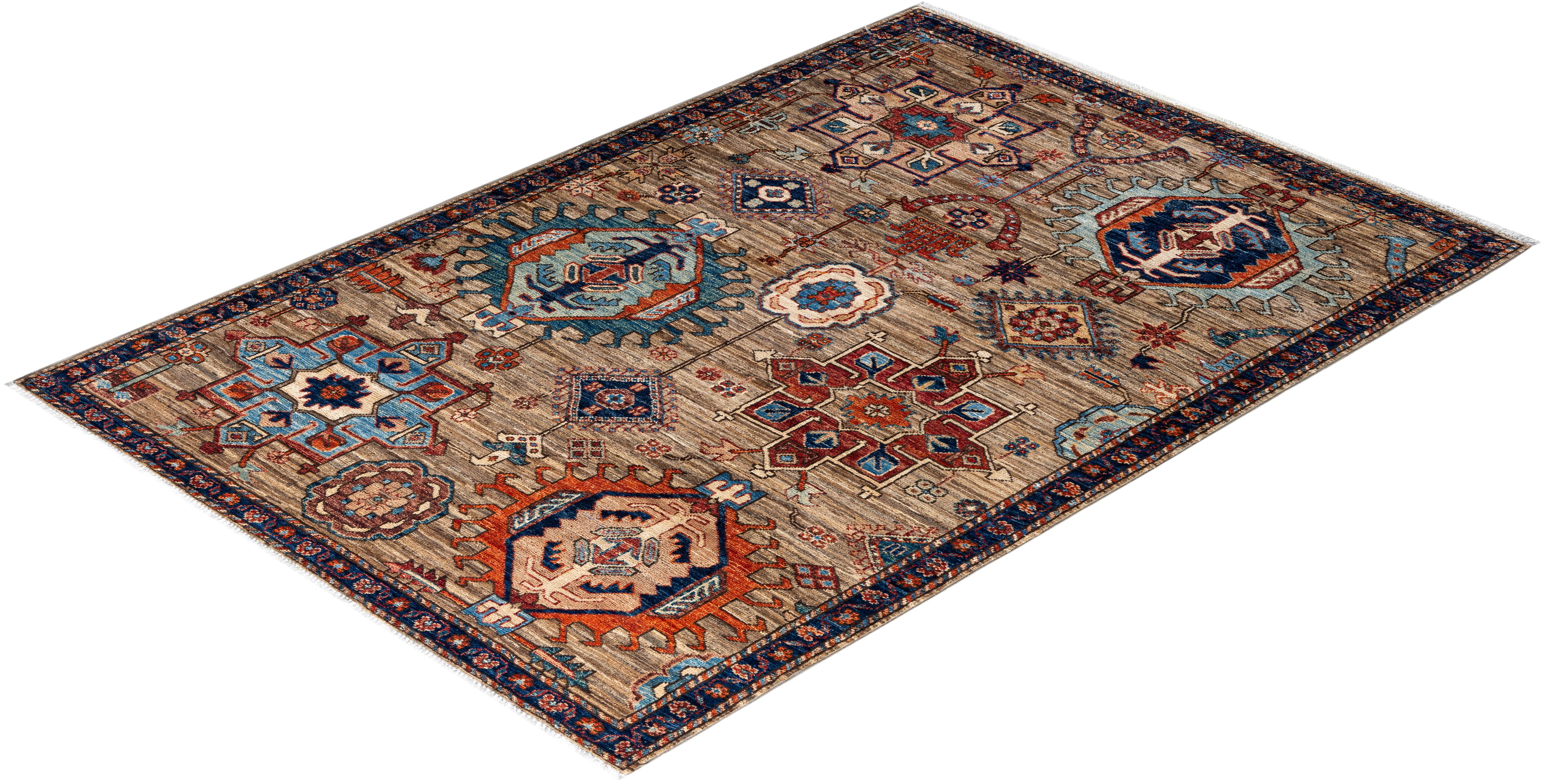 Traditional Serapi Hand Knotted Wool Brown Area Rug  For Sale 3