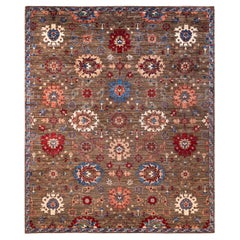  Traditional Serapi Hand Knotted Wool Brown Area Rug