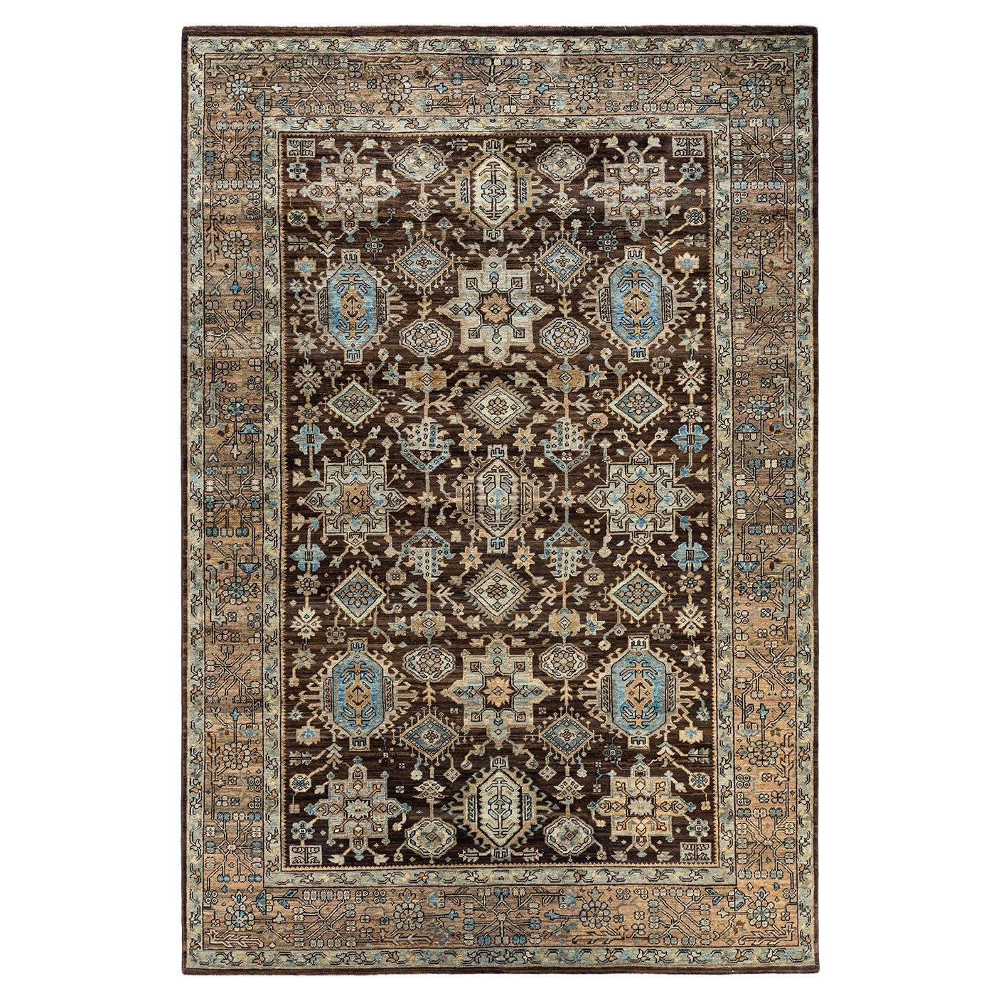 Traditional Serapi Hand Knotted Wool Brown Area Rug