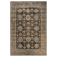  Traditional Serapi Hand Knotted Wool Brown Area Rug