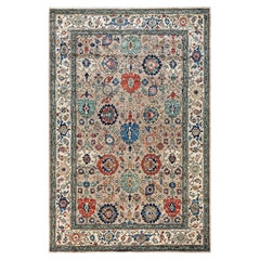 Traditional Serapi Hand Knotted Wool Brown Area Rug