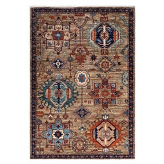 Traditional Serapi Hand Knotted Wool Brown Area Rug 