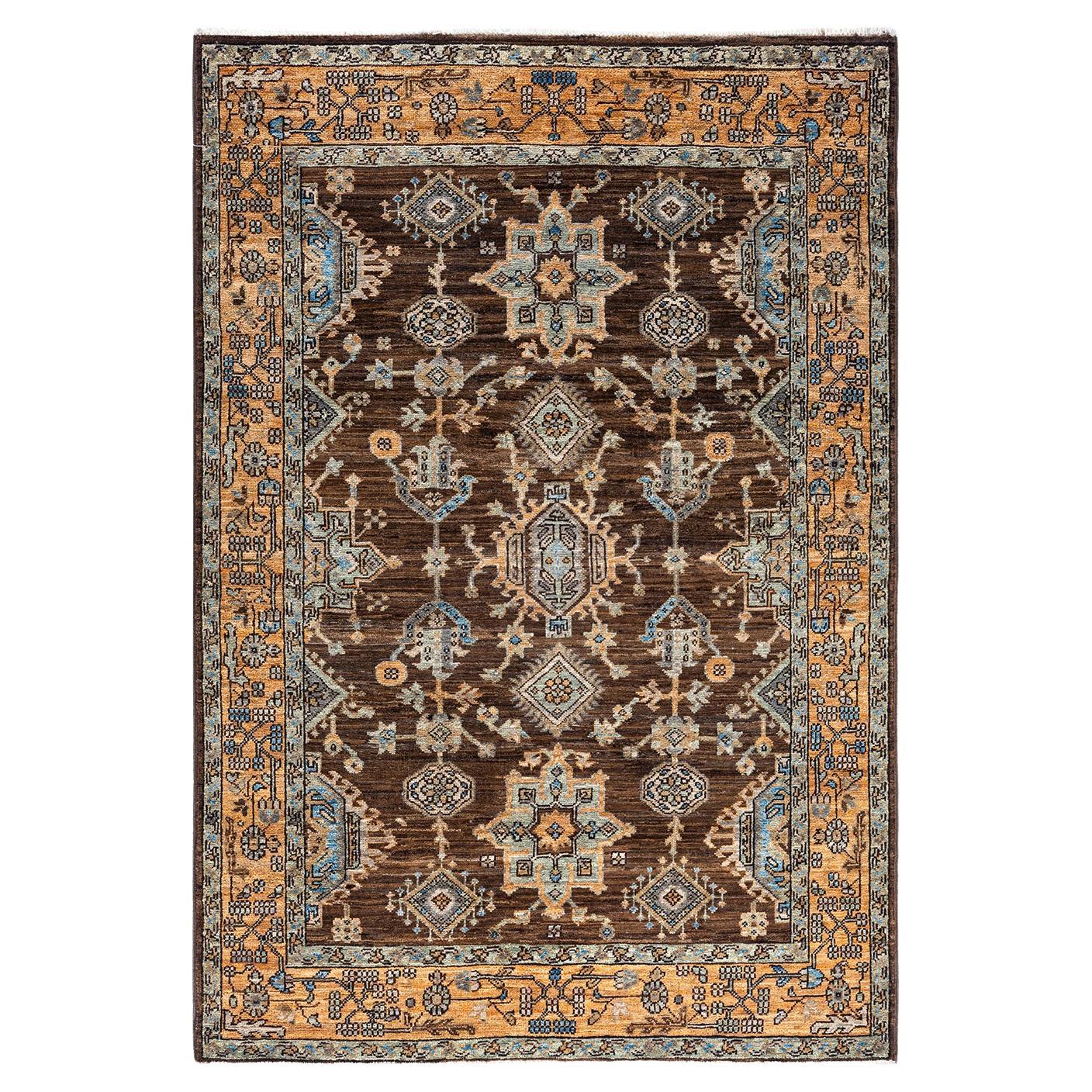 Traditional Serapi Hand Knotted Wool Brown Area Rug  For Sale