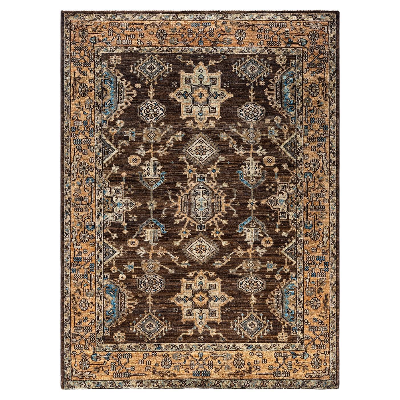 Traditional Serapi Hand Knotted Wool Brown Area Rug