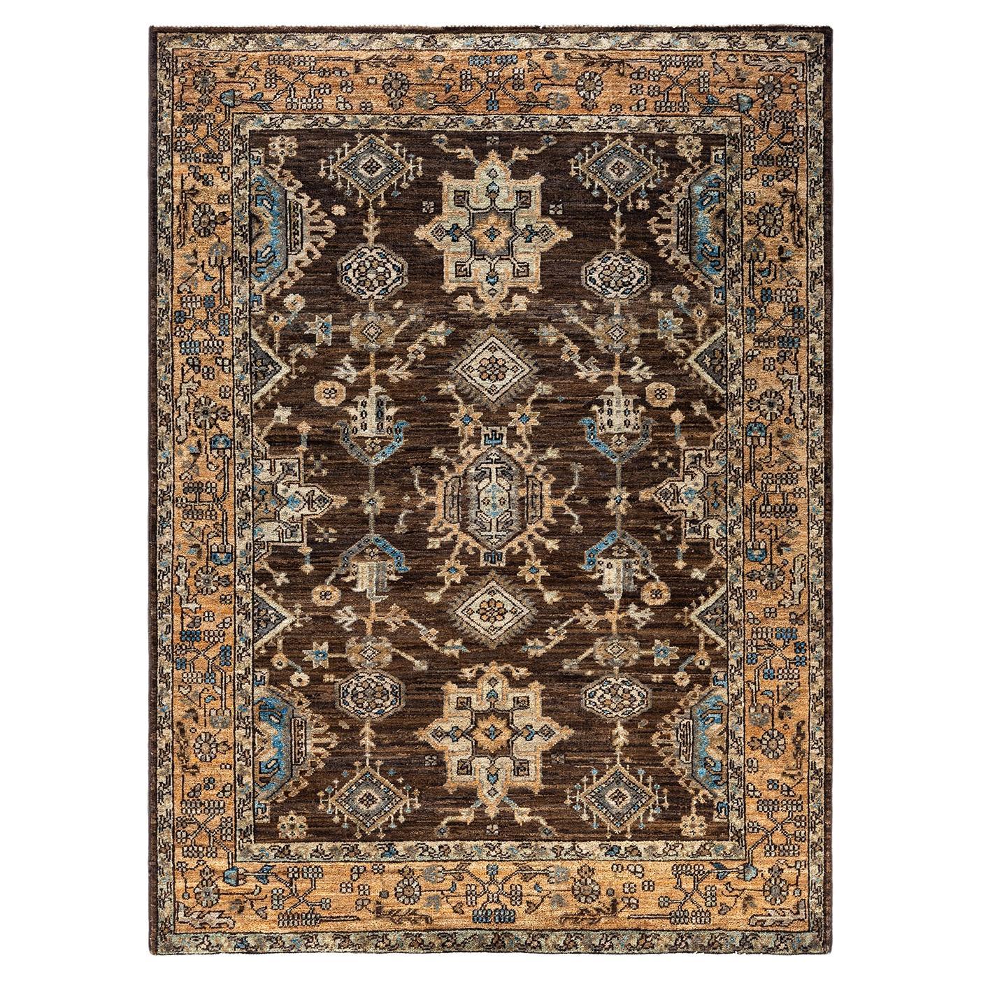 Traditional Serapi Hand Knotted Wool Brown Area Rug  For Sale