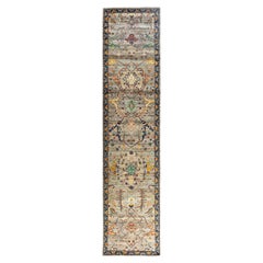 Traditional Serapi Hand Knotted Wool Brown Runner 2' 8" x 11' 8"