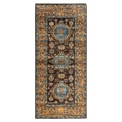 Traditional Serapi Hand Knotted Wool Brown Runner 2' 8" x 5' 11"