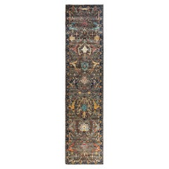 Traditional Serapi Hand Knotted Wool Brown Runner 2' 9" x 11' 9"