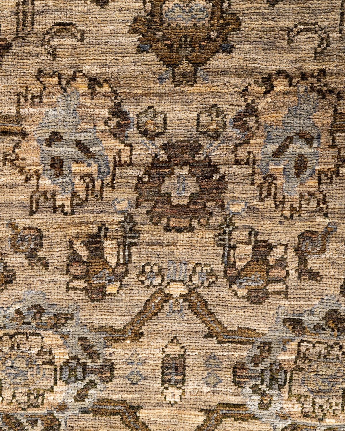 Traditional Serapi Hand Knotted Wool Brown Läufer 2' 9