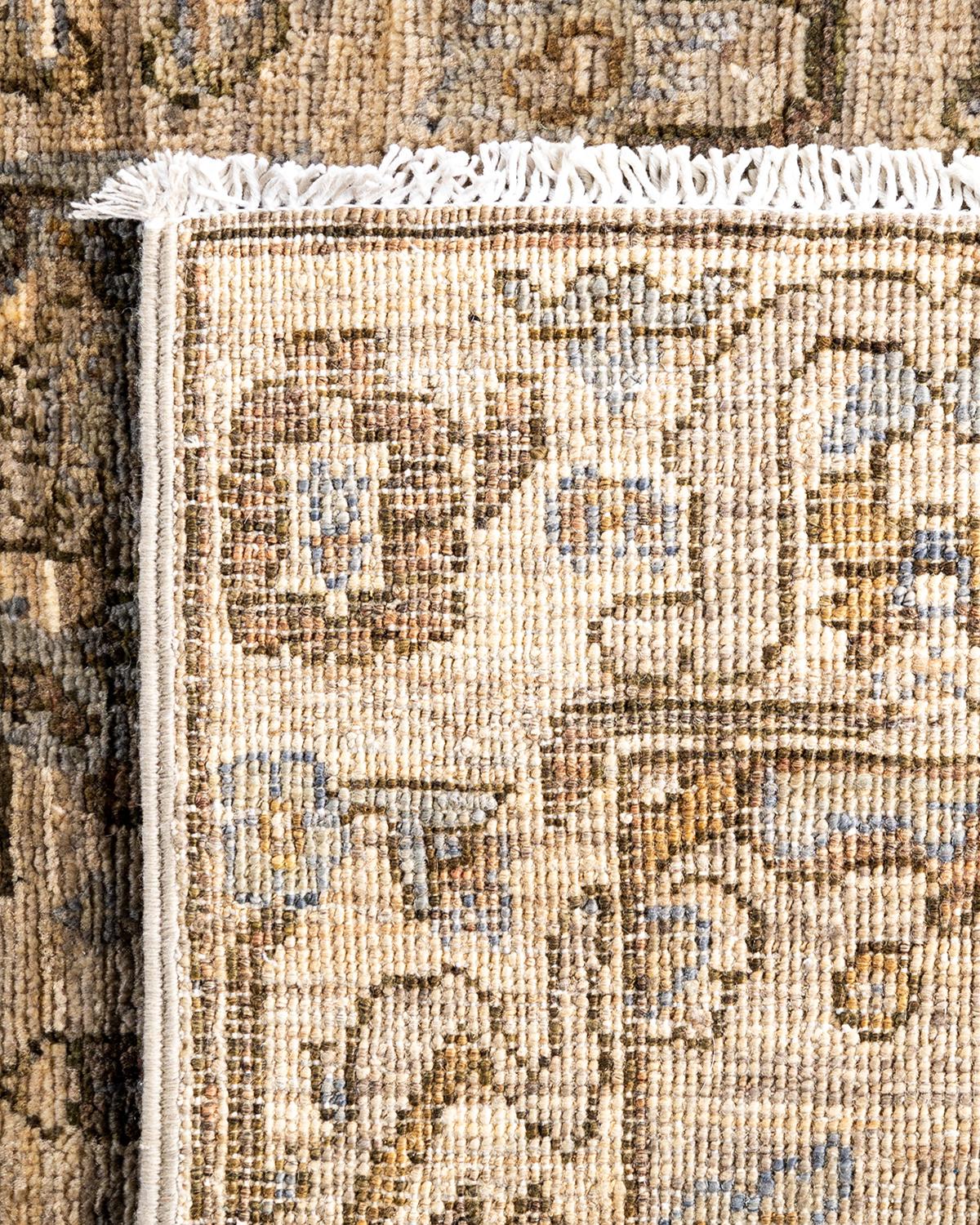 Traditional Serapi Hand Knotted Wool Brown Läufer 2' 9