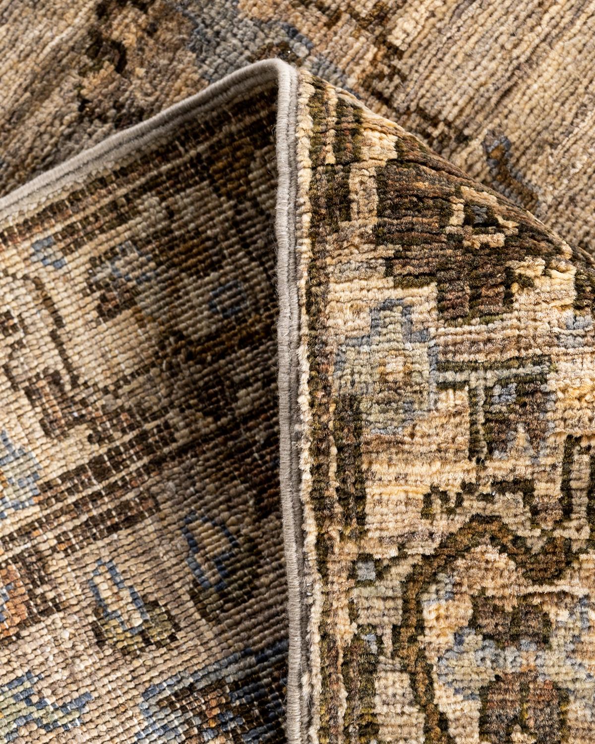 Traditional Serapi Hand Knotted Wool Brown Läufer 2' 9