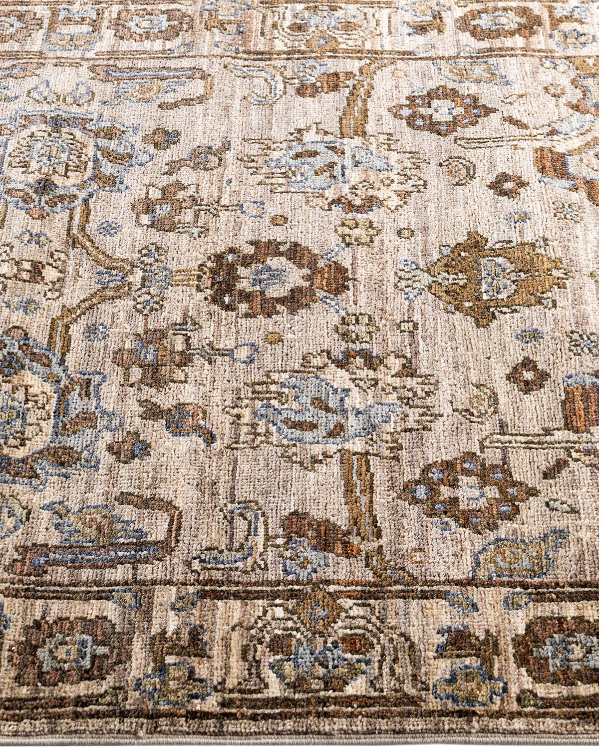 Traditional Serapi Runner in lana marrone annodato a mano 2' 9