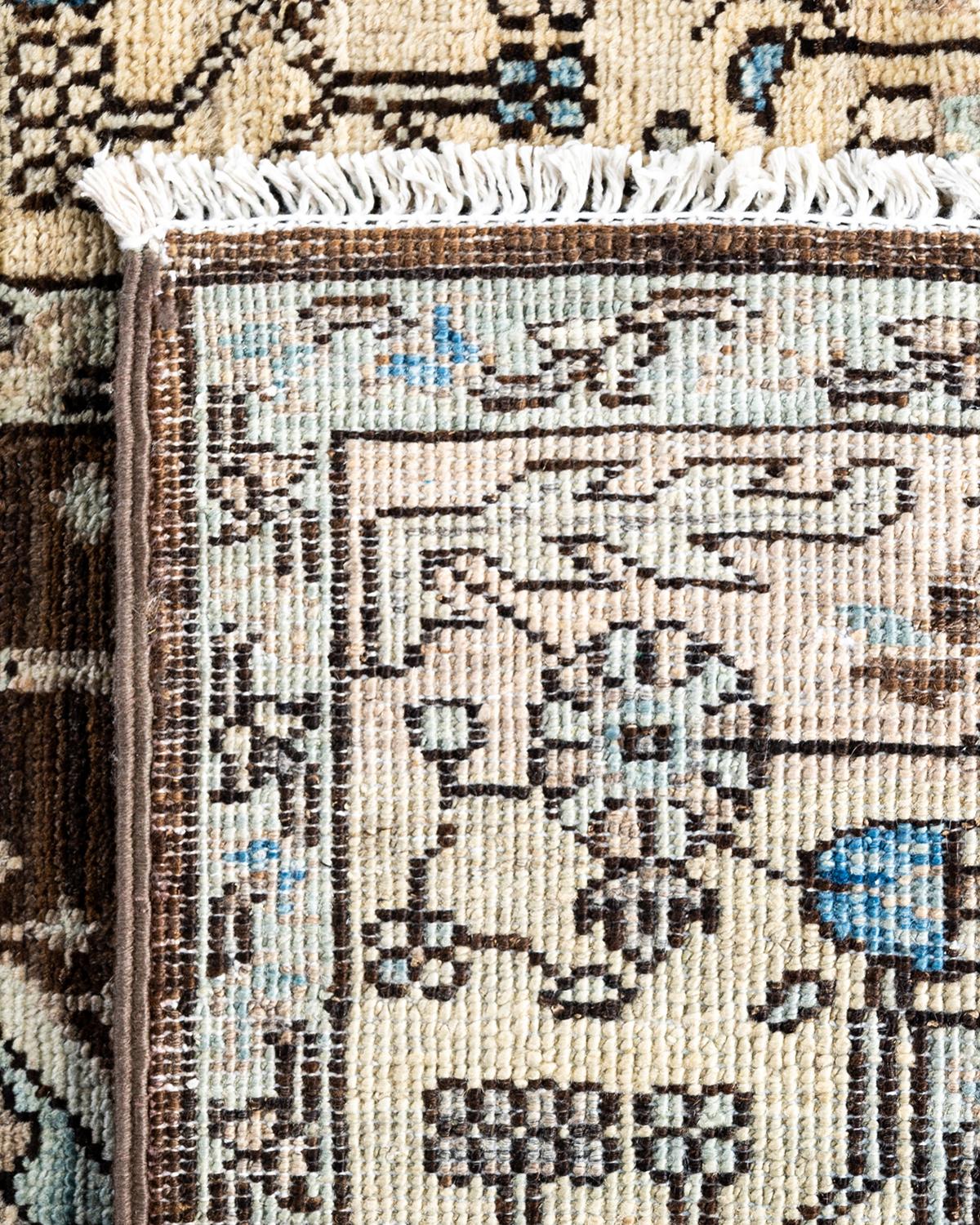 Traditional Serapi Hand Knotted Wool Brown Läufer 2' 9
