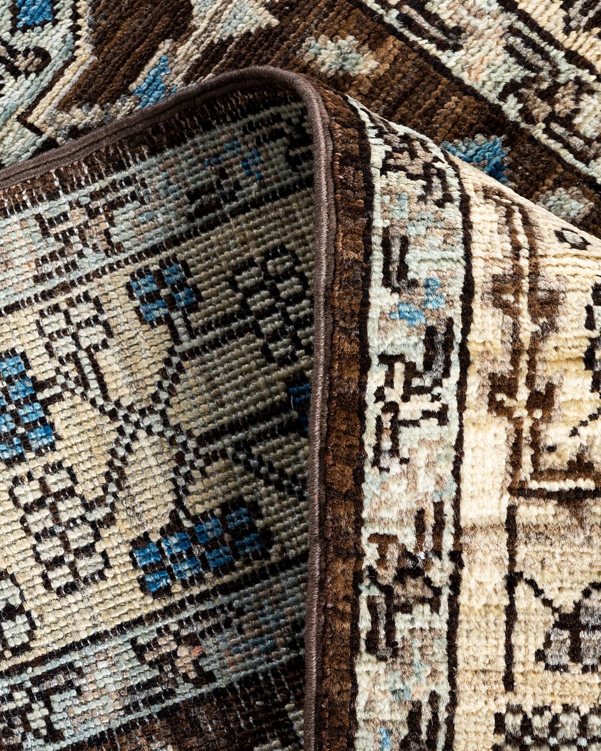 Traditional Serapi Hand Knotted Wool Brown Läufer 2' 9