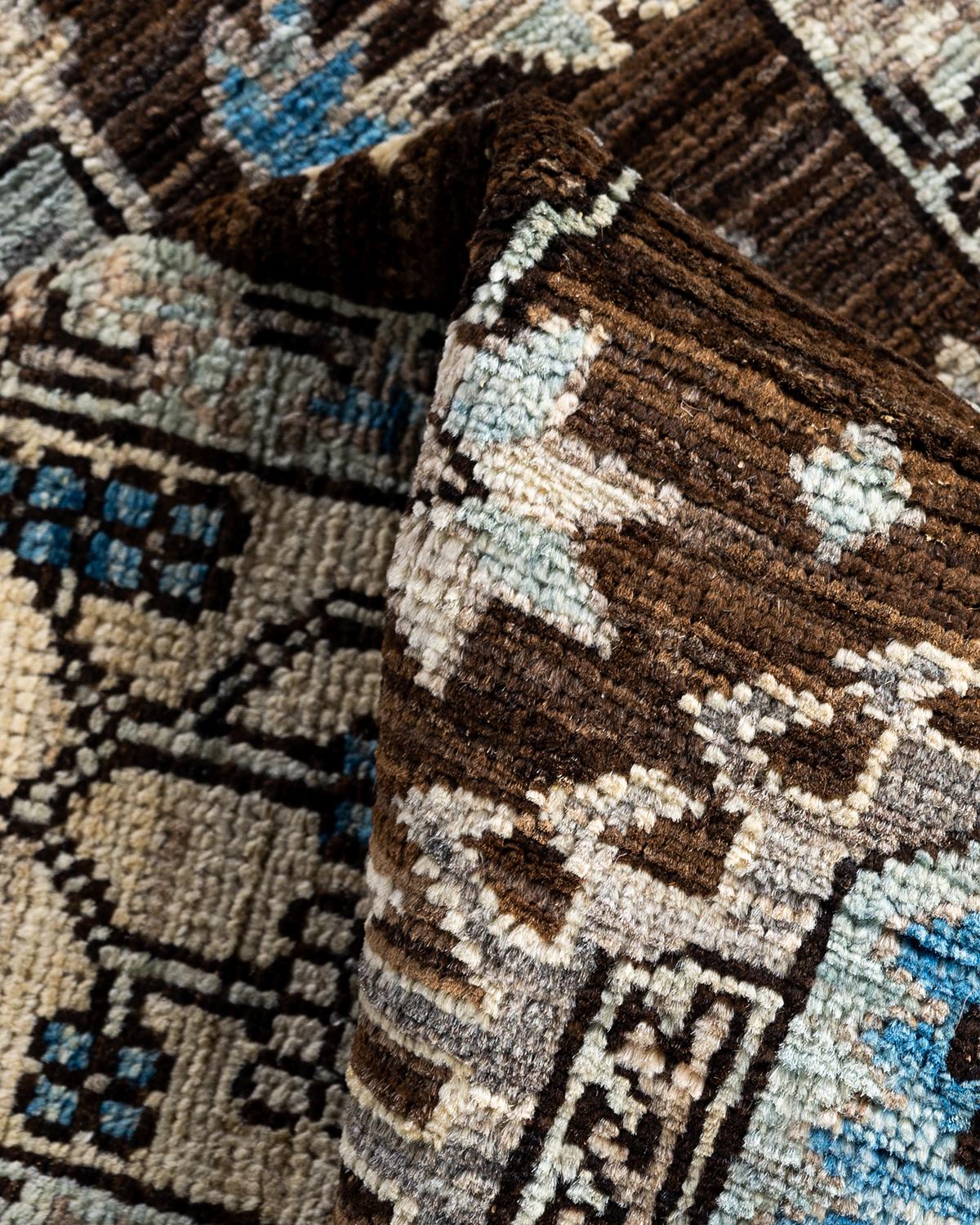 Traditional Serapi Hand Knotted Wool Brown Läufer 2' 9