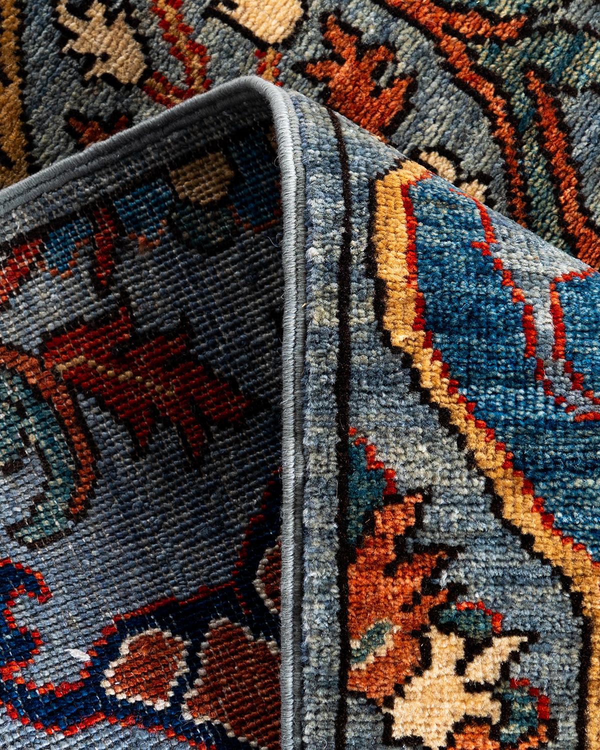 XXIe siècle et contemporain Tapis traditionnel Serapi noué à la main gris de 2' 8
