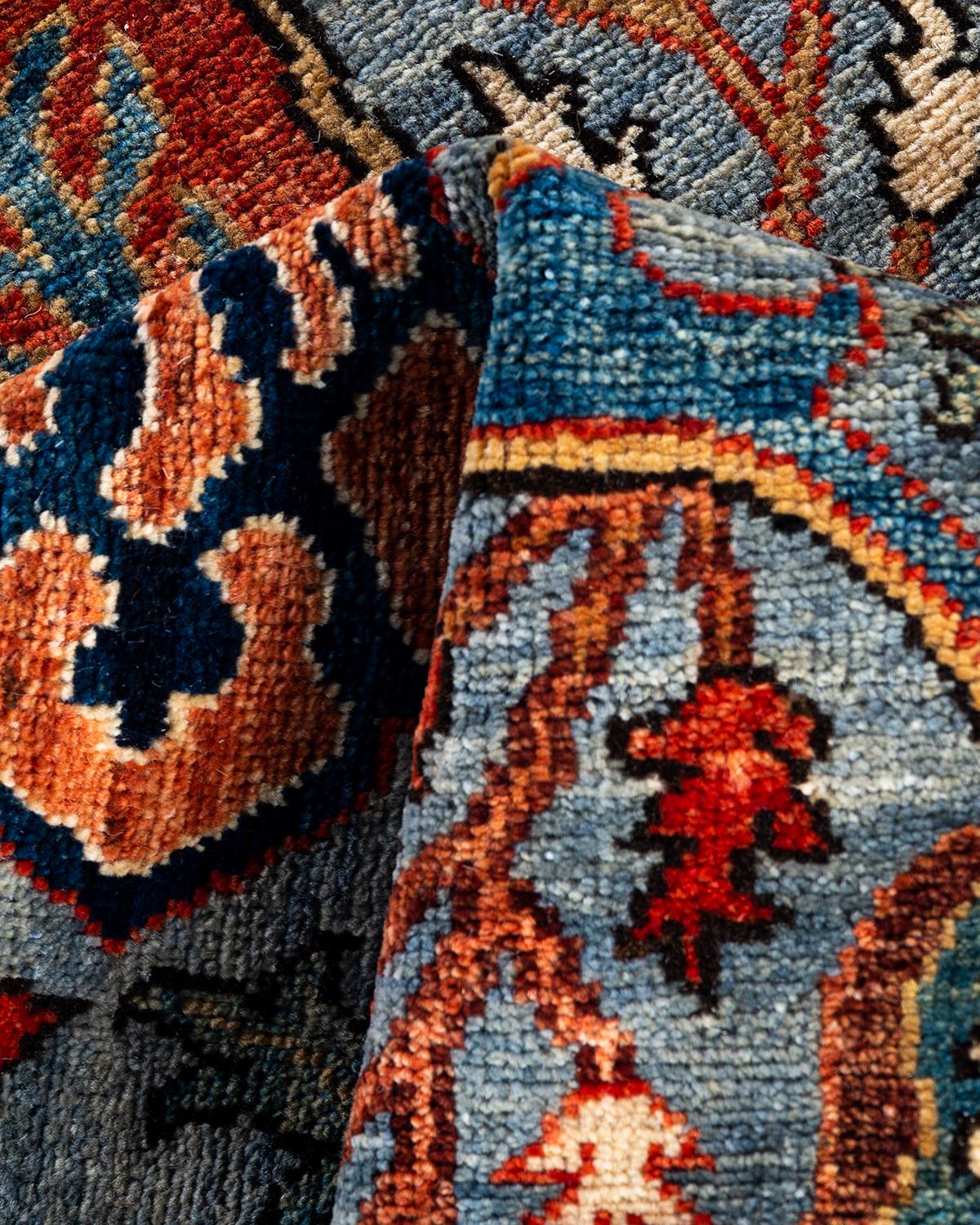 Laine Tapis traditionnel Serapi noué à la main gris de 2' 8
