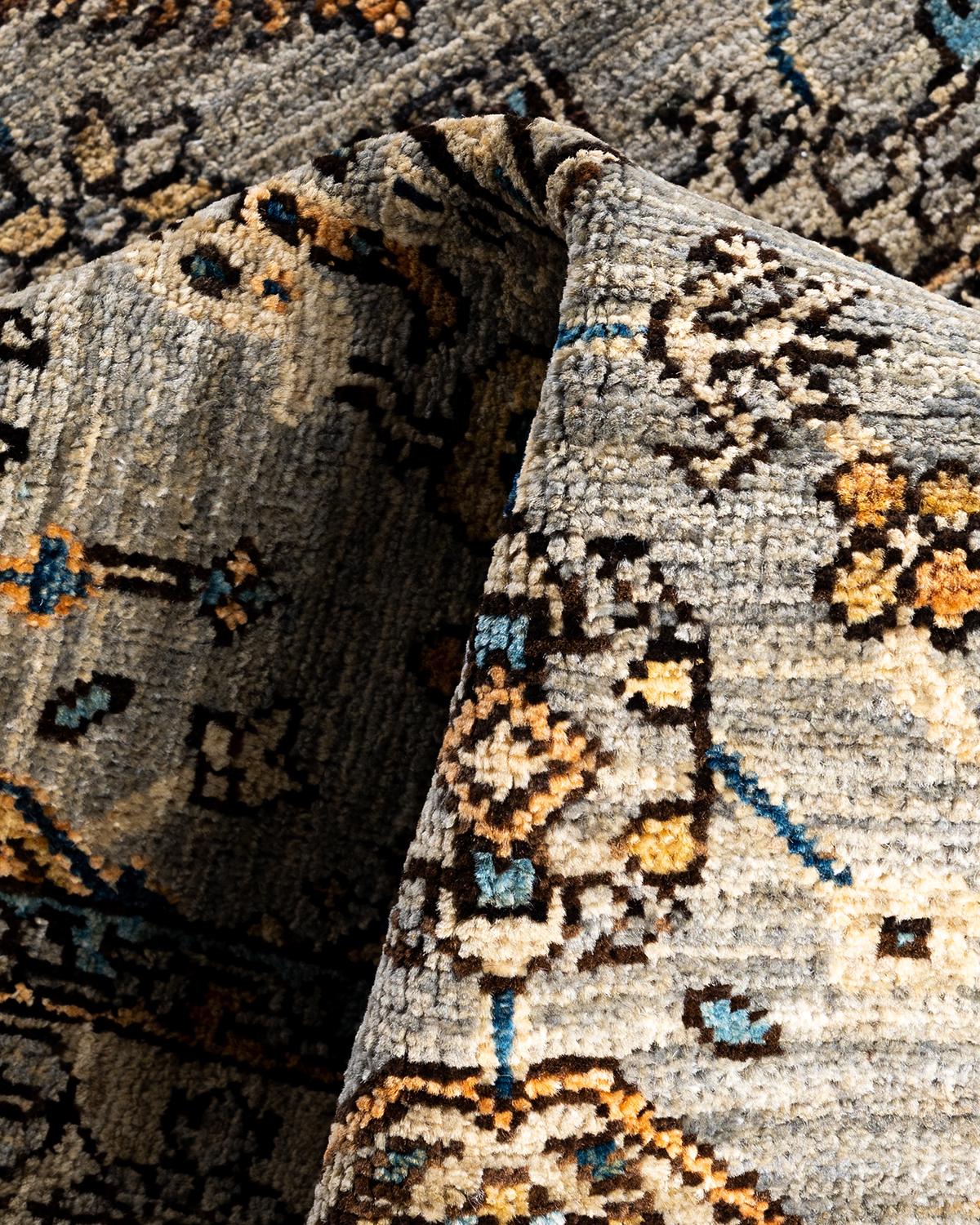 Traditioneller handgeknüpfter Serapi-Teppich aus grauer Wolle in Grau 3' 10