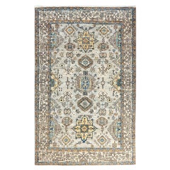 Tapis traditionnel Serapi noué à la main gris de 3' 10" x 6' 2"