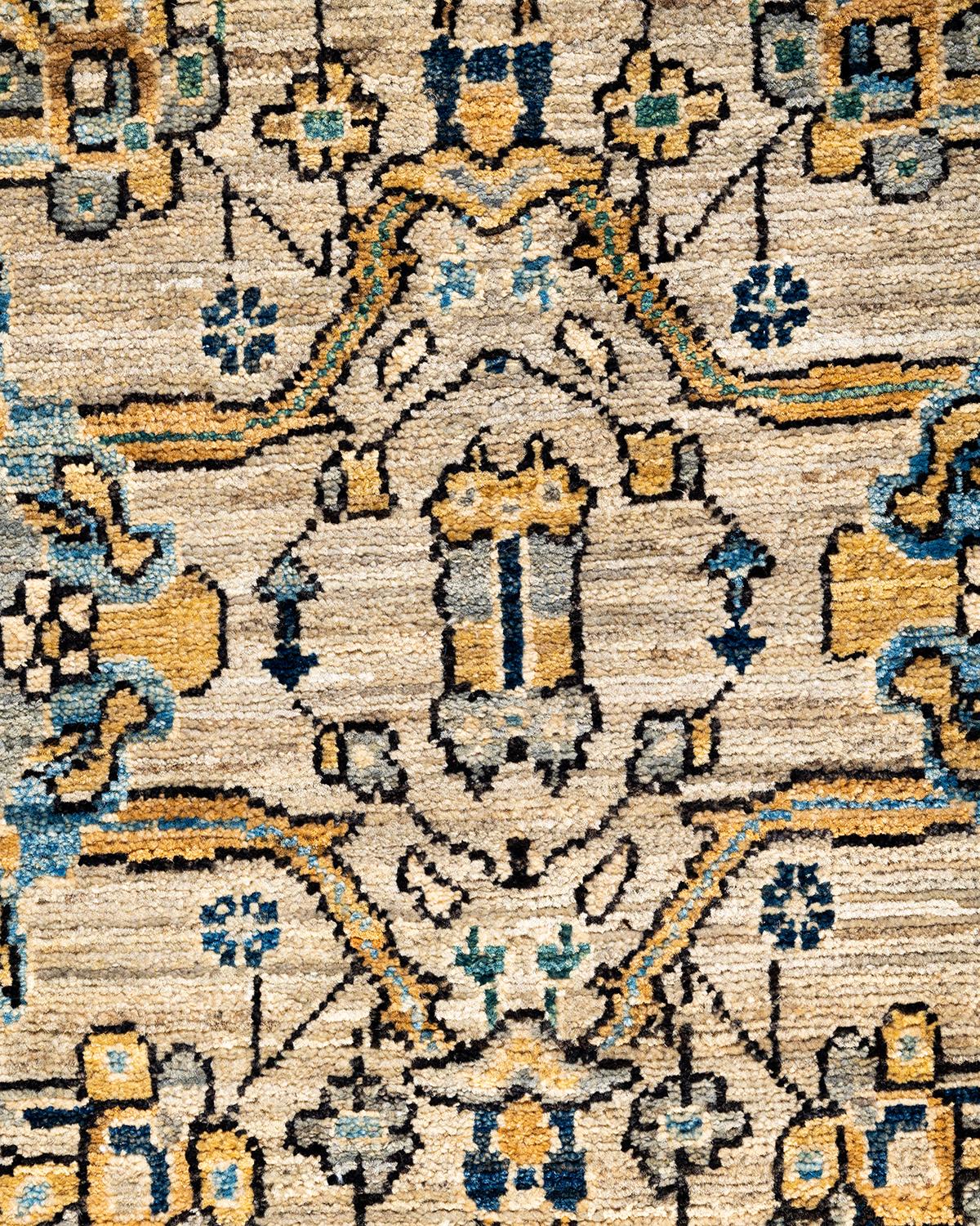 Pakistanais Tapis traditionnel Serapi noué à la main gris de 3' 11