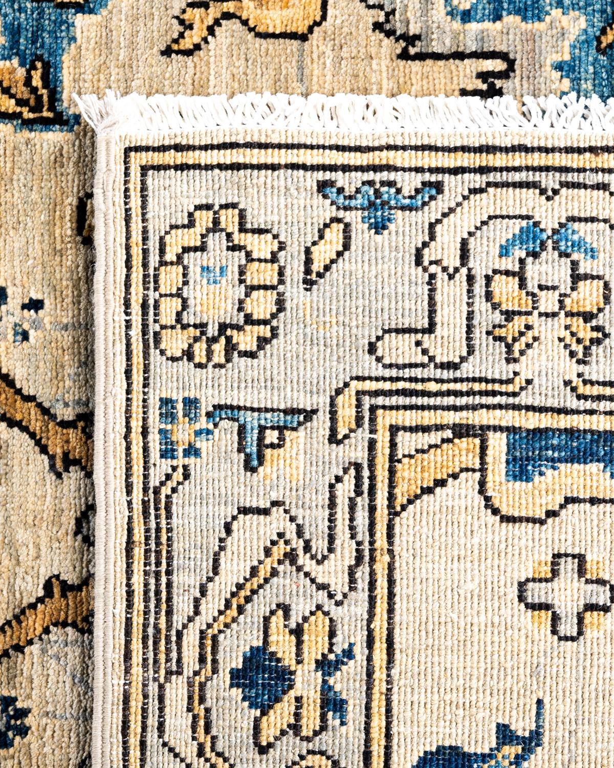 Traditioneller handgeknüpfter Serapi-Teppich aus grauer Wolle in Grau 4' 0