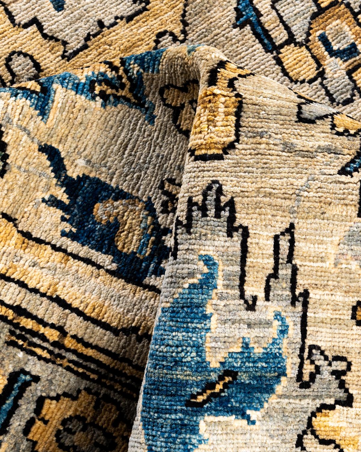 Traditioneller handgeknüpfter Serapi-Teppich aus grauer Wolle in Grau 4' 0