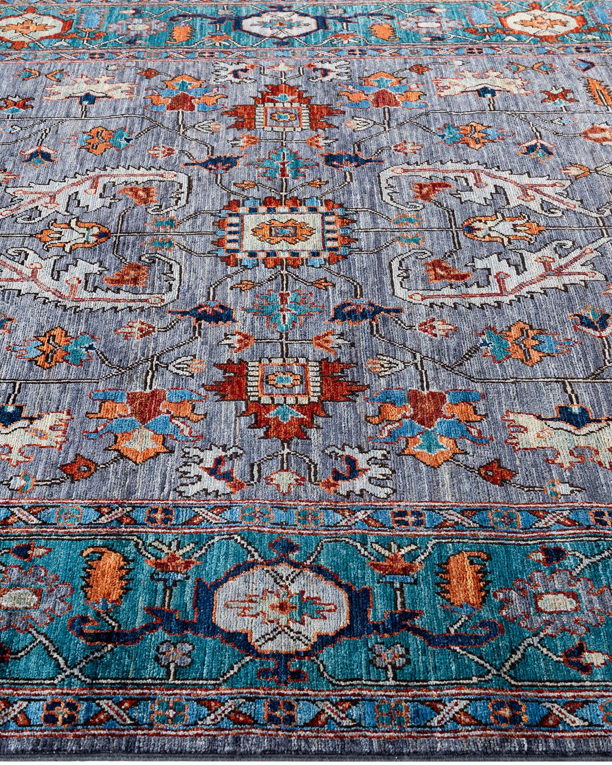 Noué à la main Tapis traditionnel Serapi noué à la main gris de 5' 11