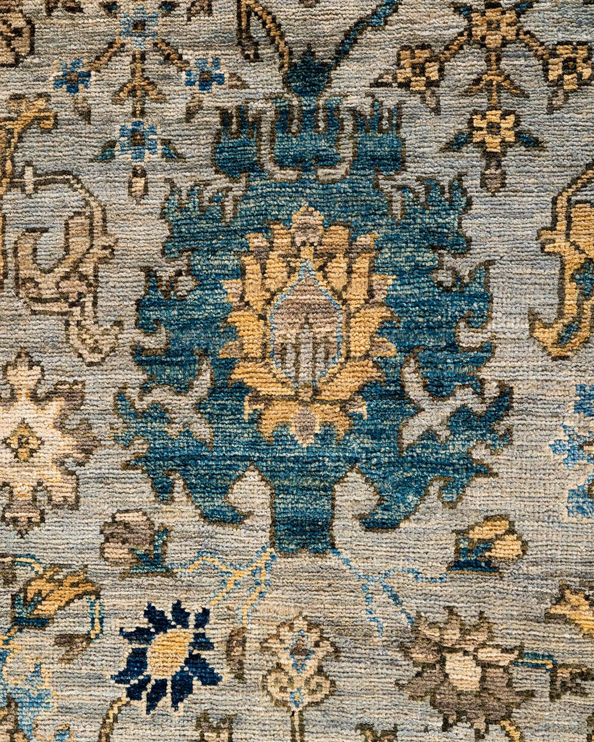 Pakistanais Tapis traditionnel Serapi noué à la main gris de 5' 9